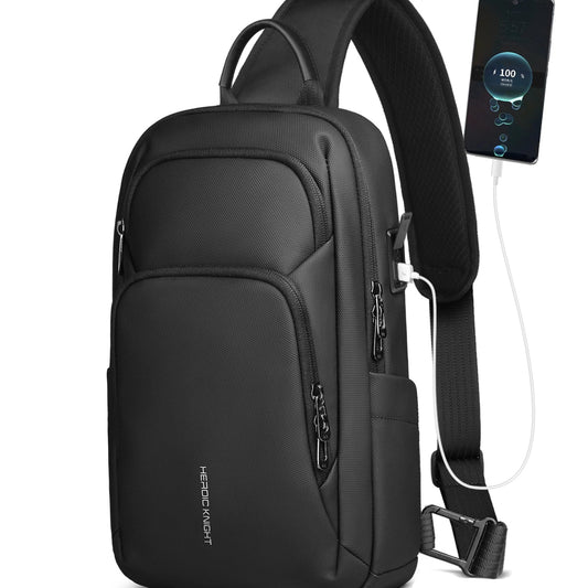Business Waterproof Crossbody Bag | Sophisticated "USB Charging" Silhouette | Large Oxford Leisure Satchel & Chest Pack | "Dignified" High-Performance HK-6202B Essential for Radiant Versatile Styling Luxegan