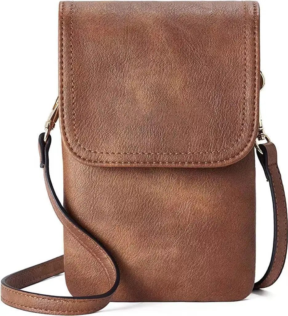 Trendy Casual PU Leather Crossbody Bag for Women | Solid Flap Phone Purse & Shoulder Handbag Luxegan