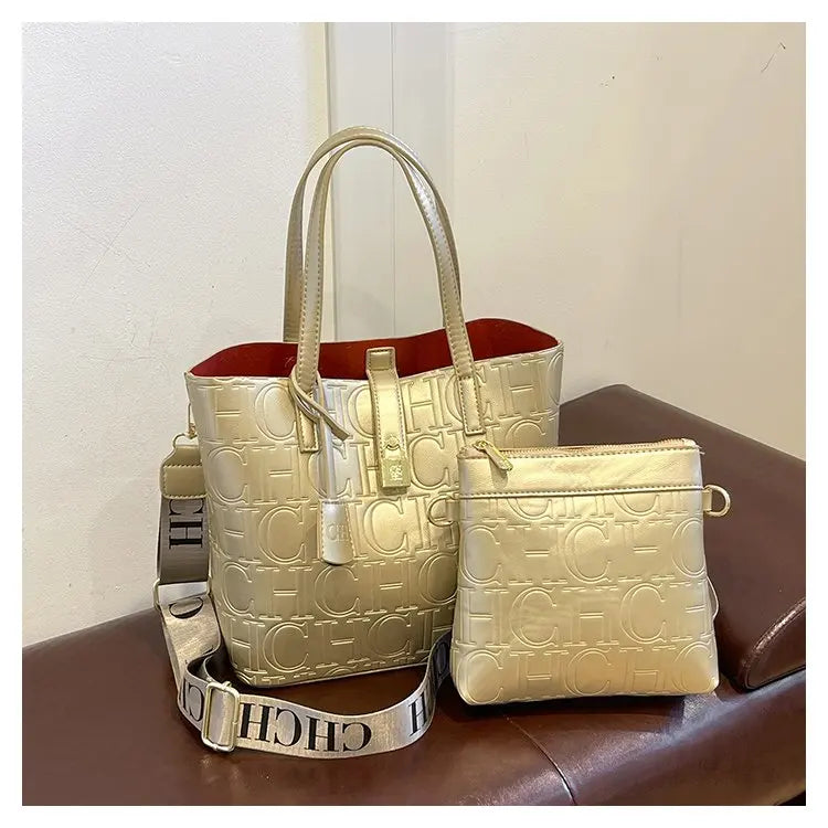 Women's New Large-Capacity Bucket Bag | Winter Fashion Letter Printing Temperament Versatile Messenger Bag Luxegan