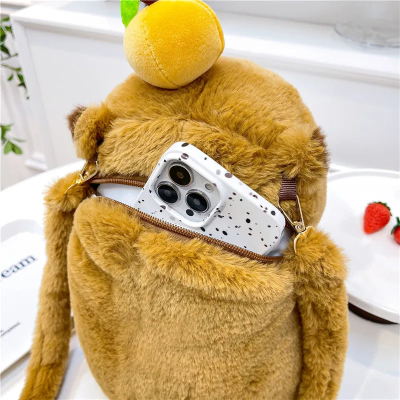 Cute Soft Plush Capybara Backpack | Sophisticated Kawaii Fashion Crossbody Bag | Elegant - view 4