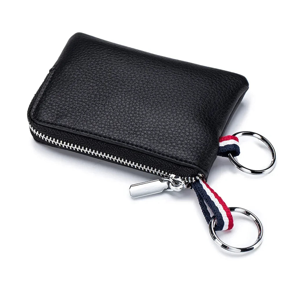 Genuine Leather Cowhide Square Coin Purse | Soft Ultra-thin Zipper Wallet Luxgan