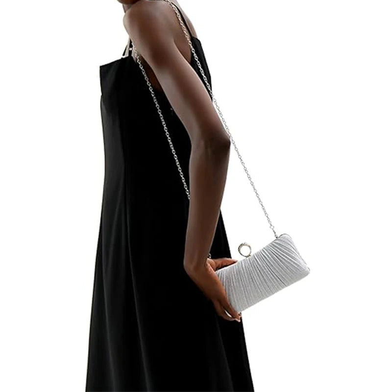 Luxury Design Women's Evening Clutch Bag | Shoulder Bag, Party Wedding Prom Birthday Long Square Bags & Pleated Elegant Handbag 
Luxegan