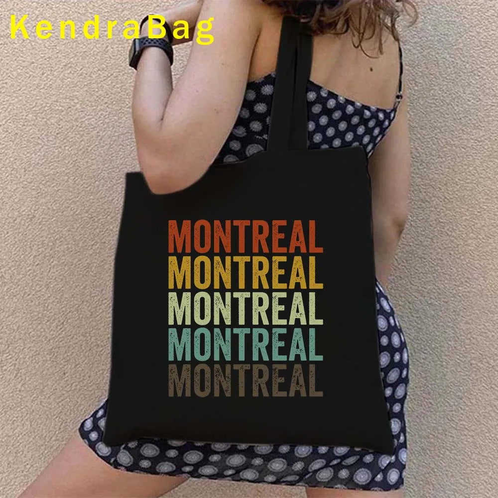 Canadian City Landscape Cotton Canvas Tote Bag | Happy Canada Day Tourist Gift | Reusable Eco-Friendly Shoulder Handbag (Women) Luxegan