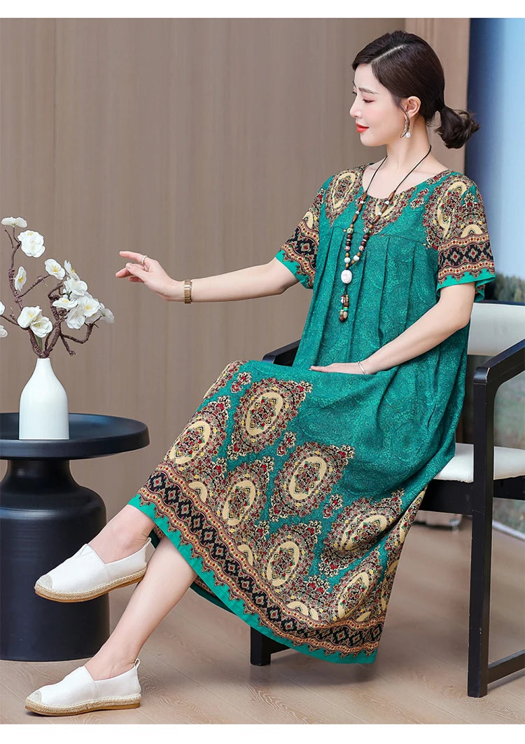 New 2025 Women Dress Female Casual short Sleeve cotton Dresses loose solid Vintage Sweet Clothing Vestidos  vestido verano