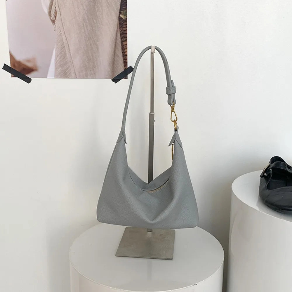 Fashion Large Capacity PU Hobo Bag | Solid Color Handbag PU Dumpling Bag | Fashion Design Korean Style Shoulder Bag Girls Luxegan