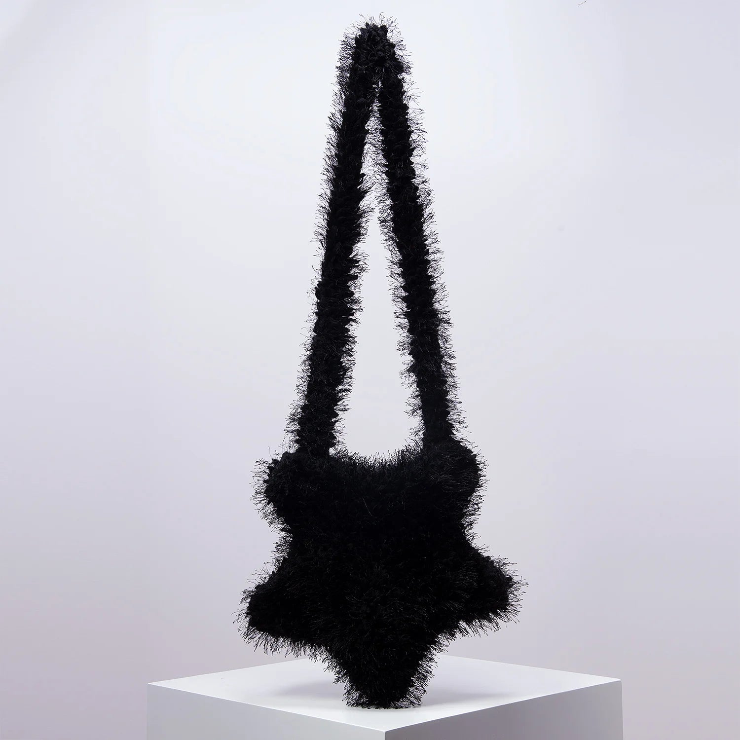 Y2k Star Shape Candy-Colored Plush Crossbody Bag | Autumn & Winter Puffy Solid Colored Woman Shoulder Bag Luxegan