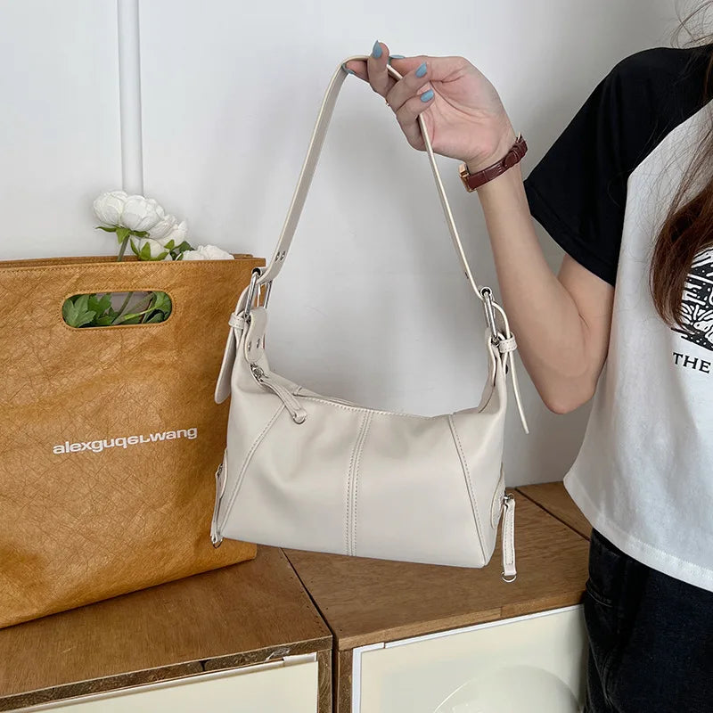 Y2K Style Shoulder Bag | Trendy Motorcycle Handbag & Minimalist Shoulder Purse Luxegan