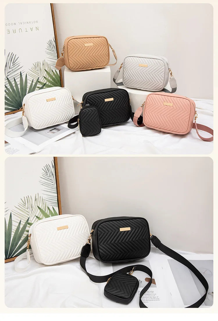 V-Embroidered Niche Bag | Casual Small Square Camera & Messenger Bag Luxegan