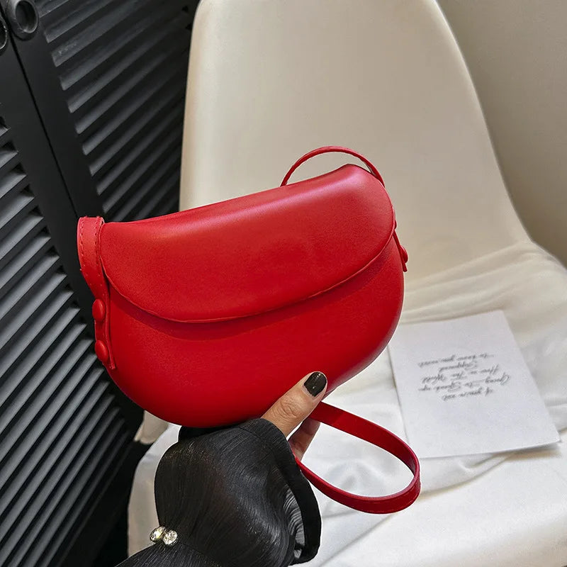 Women's Small Messenger Bag | Solid PU Leather Shiny Shoulder Bag & Saddle Purse Luxegan
