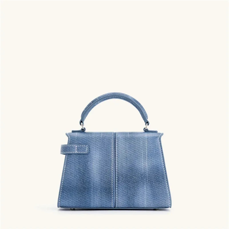 Women's Designer Handbag | Denim Blue Tote Bag & Small Square Crossbody Luxegan