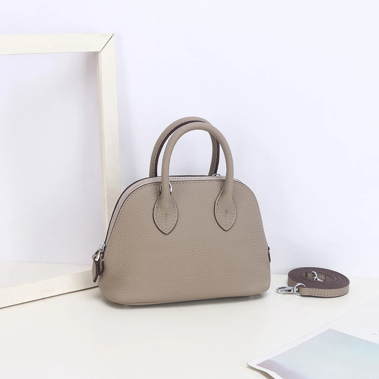 Shell Bag Women's Messenger Bag | Cow Leather Simple Shoulder Bag & Fashion Ladies Classic Handbag (Small Mobile Phone Crossbody Bag) Luxegan