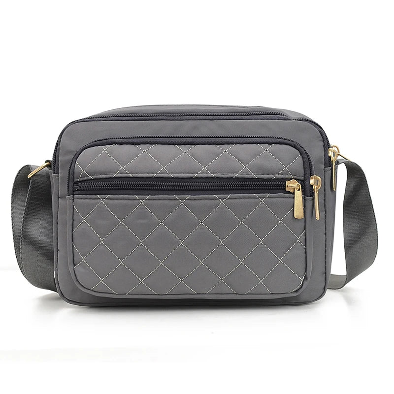 Women’s Korean Fashion Large Capacity Shoulder Bag | Classic Embroidery Thread Satchel for Middle & Old Age | Simple & Practical Nylon Crossbody Bag Luxegan