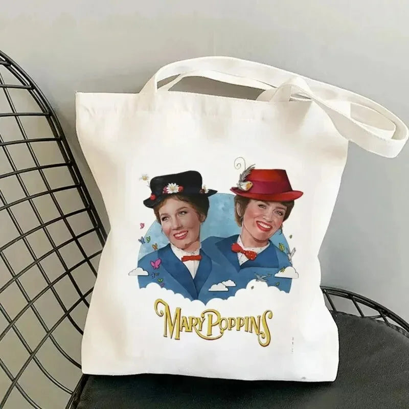 Canvas Cartoon Mary Poppins Tote | Soft Large Capacity Eco Shopping Bag Luxegan