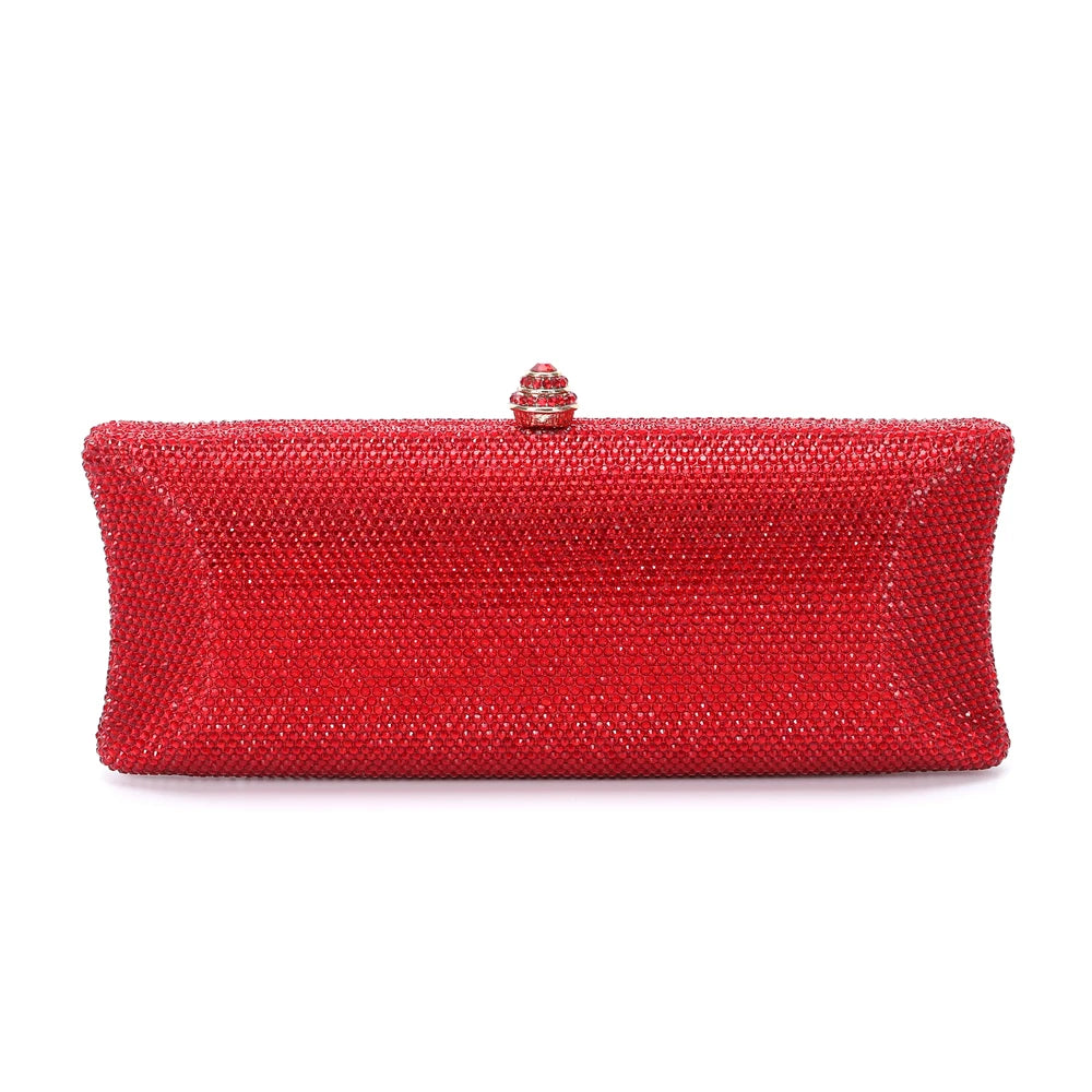 Colorful Diamond Gala Evening Bag | Sophisticated Rhinestone Party Clutch | Elegant Metallic Dinner Purse | "Dignified" Hard-Shell Bridal Handbag for Versatile Occasion Styling Luxegan