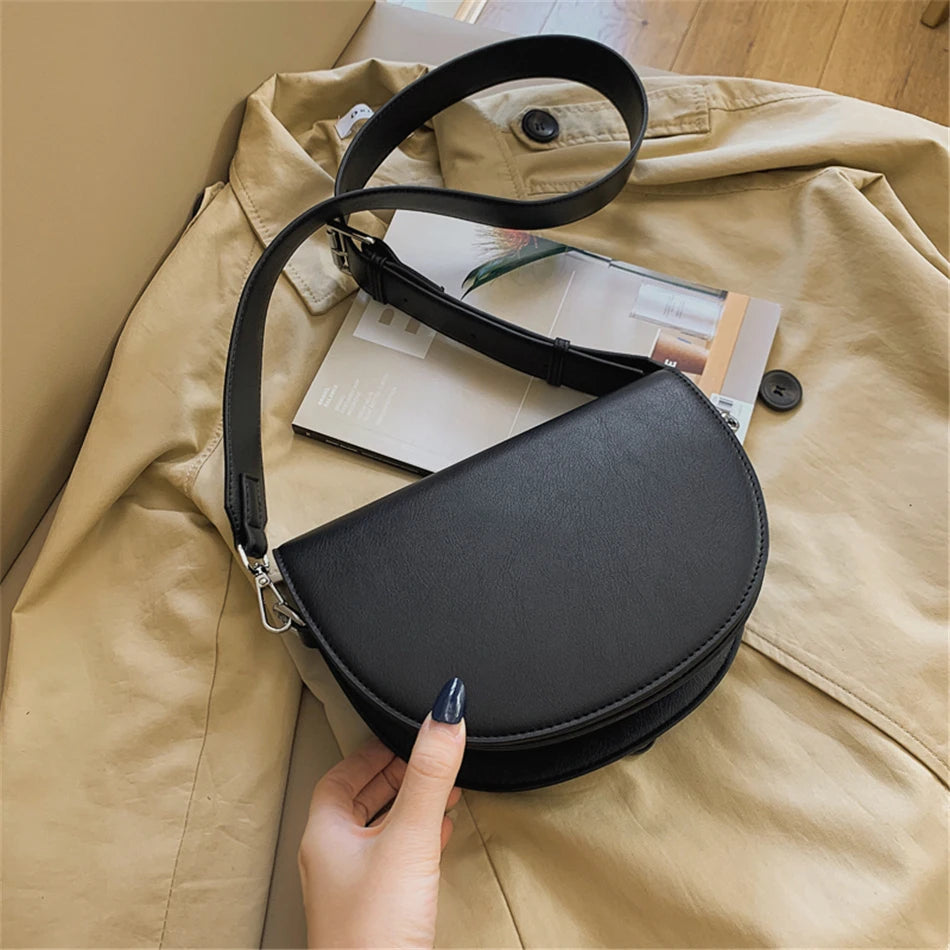 Genuine Retro Saddle Bag | Soft PU Leather Designer Crossbody Luxegan