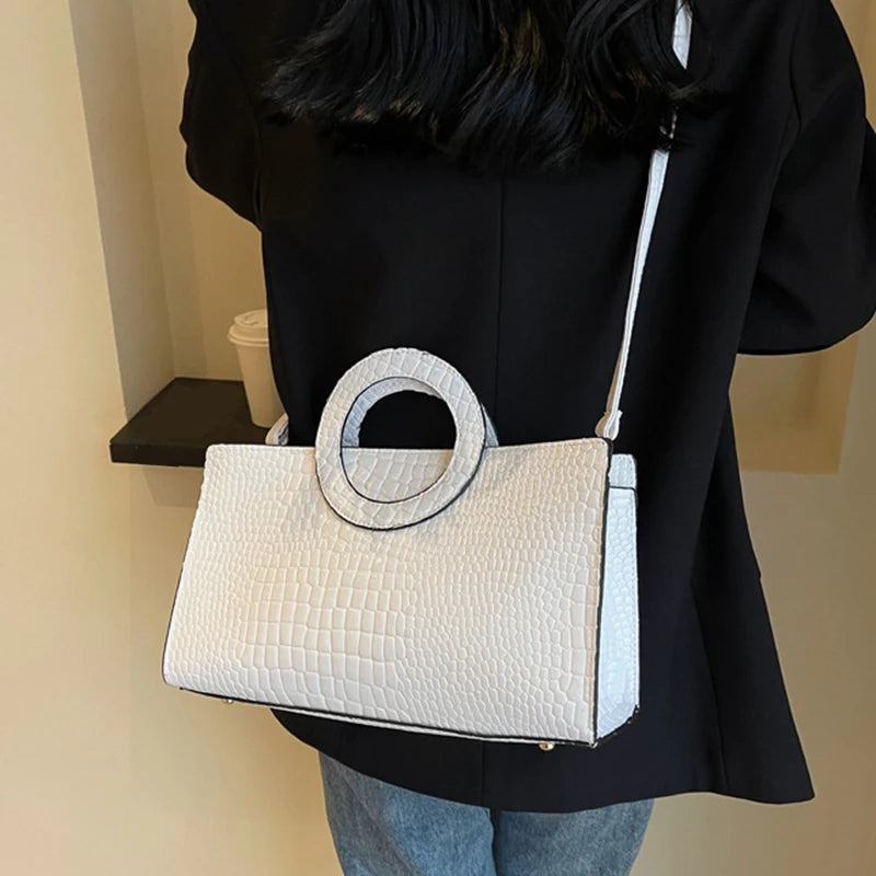 Luxury Crocodile Pattern Women's Handbag | Fashion Shoulder & Crossbody Bag (Famous Brand Designer PU Leather, Large Capacity) Luxegan