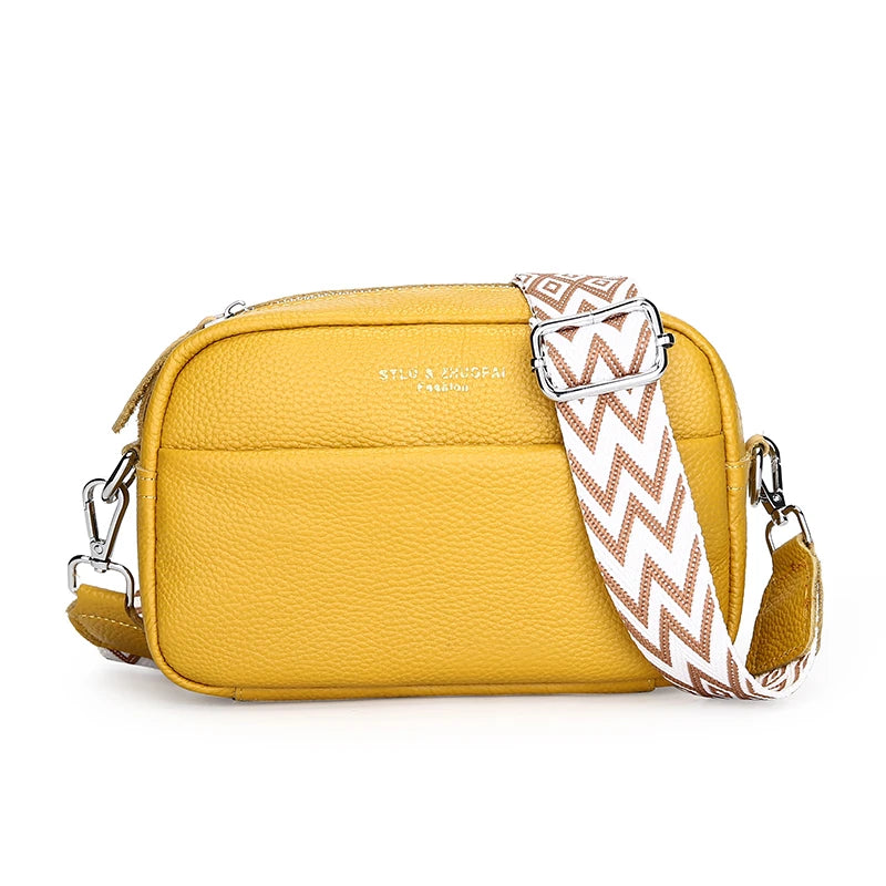 High Quality Genuine Leather Women's Crossbody & Shoulder Bag | Luxury Solid Color Cow Leather Handbag (Female Messenger Tote Sac) Luxegan