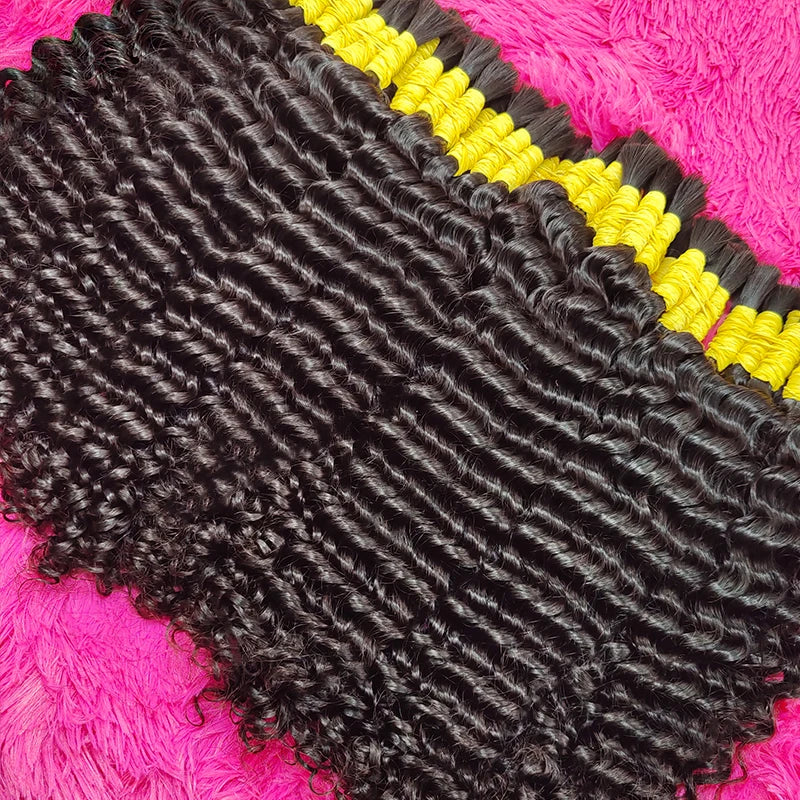 100% Human Hair Bulk Extension Virgin Human Hair Deep Wave Hair Curly 10a Bulk Weaving For Braiding Unprocessed No Weft 30 Inch
