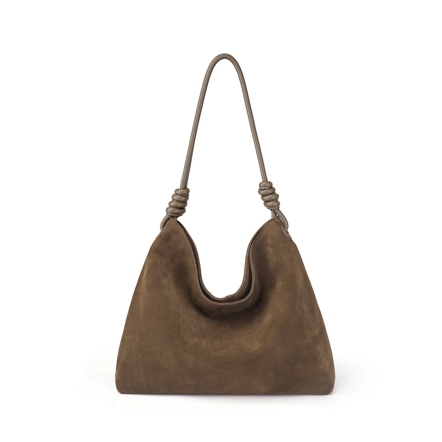 All-Match Chamois Matte Suede Cowhide Leather Tote | Large Capacity Designer Maillard Dressing Coffee Winter Ladies Handbag Luxegan