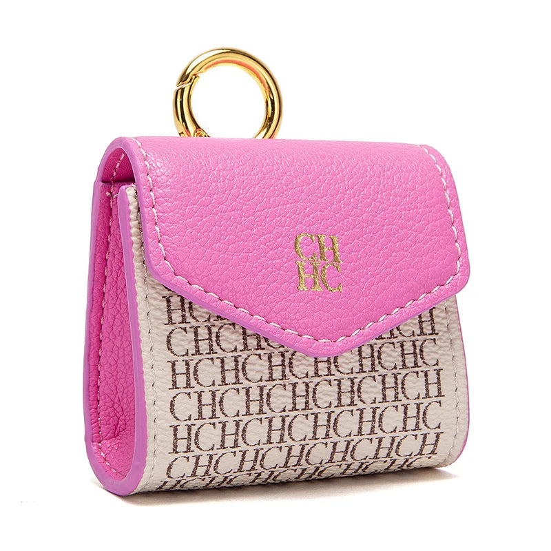 Unisex Mini Fashion Coin Purse | Sophisticated PU Leather Earphone & Key Bag | Compact Square Letter Print Wallet | Portable Hasp-Closure Accessory Bag Luxegan