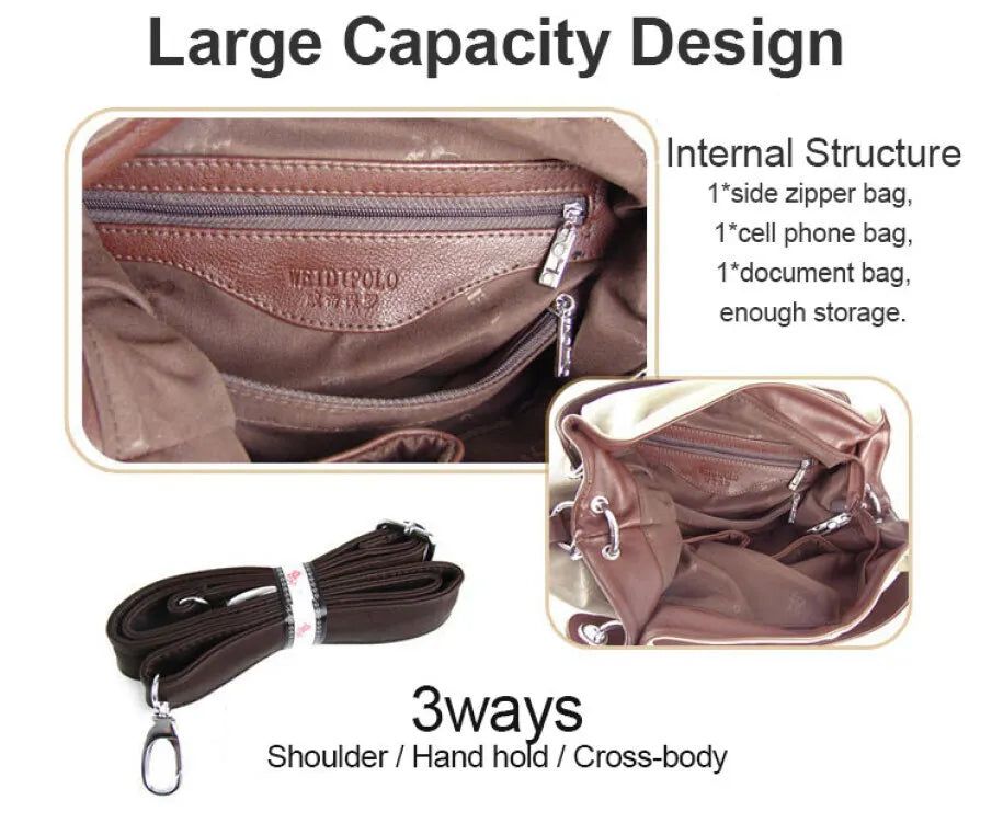 New Fashion Luxury Handbag Set | Retro Large Capacity Bucket Bag for Women | Premium Leather Shoulder Messenger Bag & Composite Tote Purse