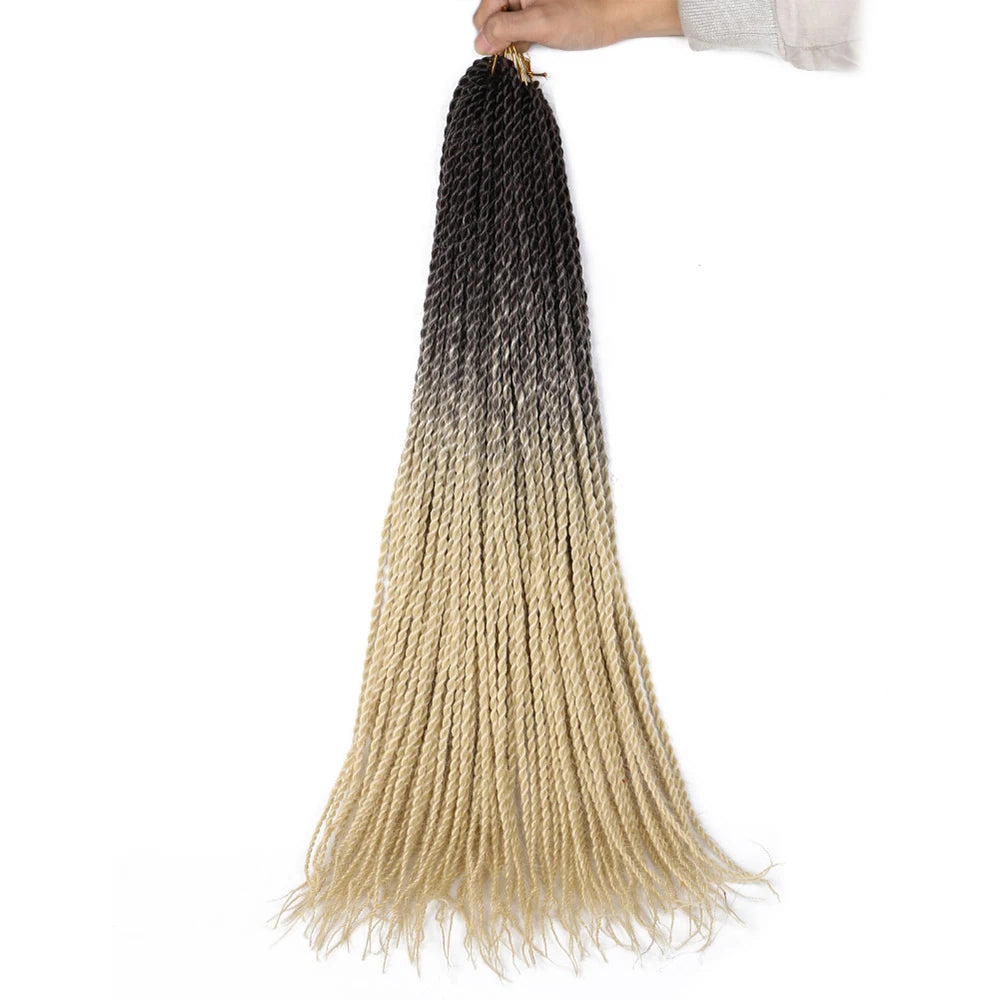 24-Inch Long Ombre Box Braids Crochet Hair - Pre-Looped Synthetic Braiding Hair Extensions - High Temperature Fiber 22 Strands/Pack Piano Color Crochet Braids for Women & Girls (27 Colors Available)