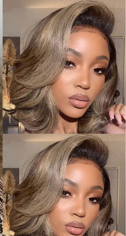 Short Brazilian Wavy Human Hair Wig | Sophisticated HD Transparent Swiss Lace Frontal | Elegant Natural Wavy Remy Hair | "Dignified" 4–16 Inch Silhouette for Radiant Versatile Styling