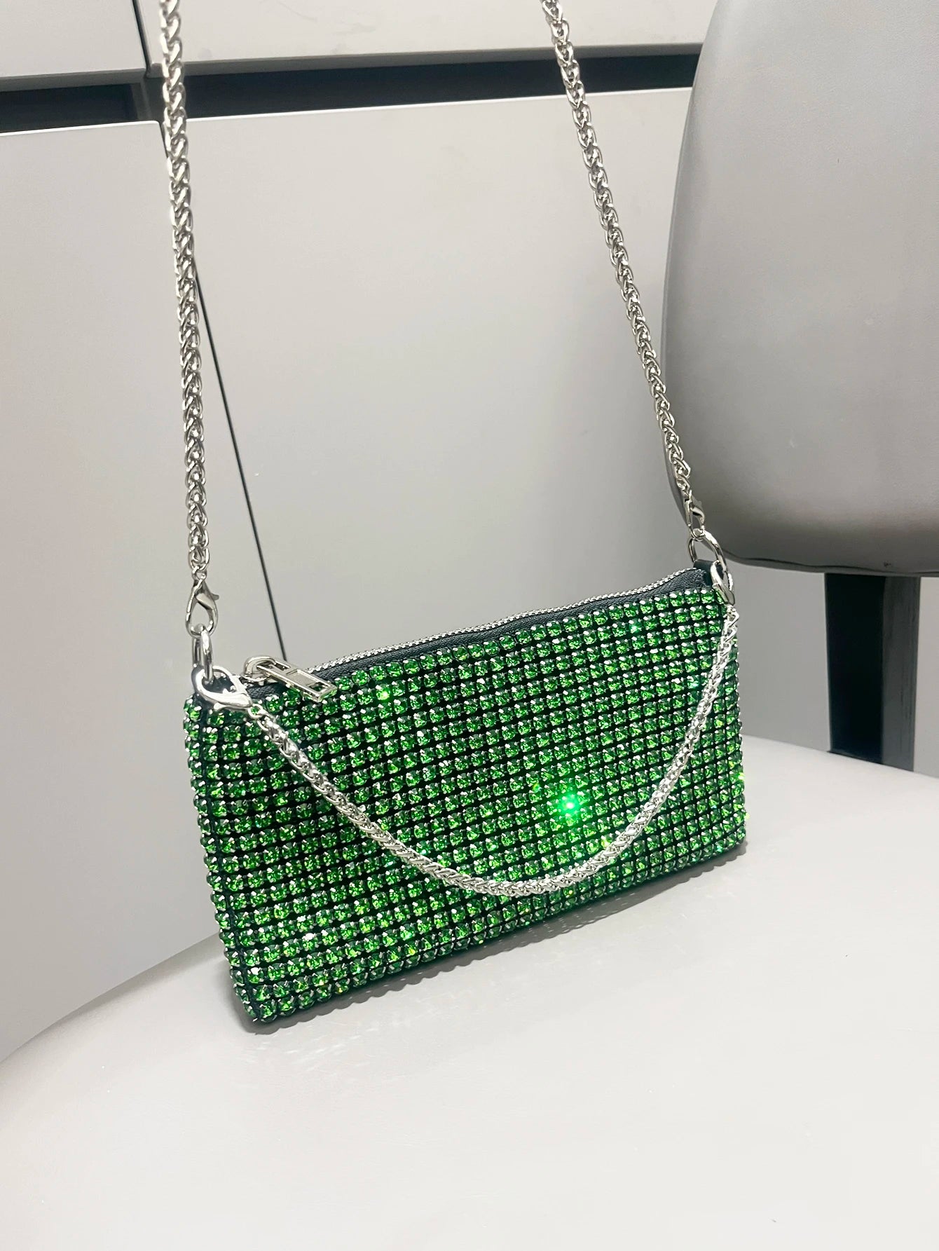 Luxury Designer Rhinestones Clutch Purse | Sparkling Evening Handle Bag for Women | Elegant Crystal Shoulder Bag & Fashionable Party Purse Luxegan