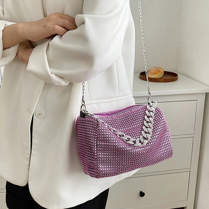 Bling Diamond Design Small Crossbody Messenger Bags | Women Summer Trend Luxury Fashion Travel Shoulder Handbags & Purses Luxegan