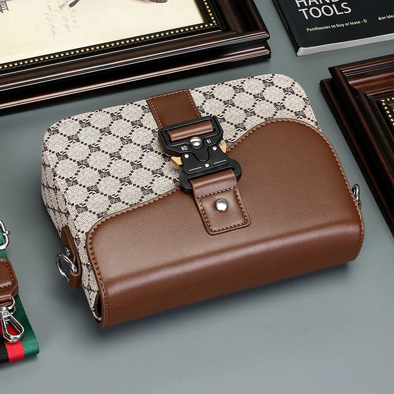 Jacquard Pattern Men's Crossbody Bag | Sophisticated "Diamond Lattice" Silhouette | High-End Casual Business Commuter Bag | "Dignified" High-Performance Waterproof Sling for Radiant Versatile Styling Luxegan