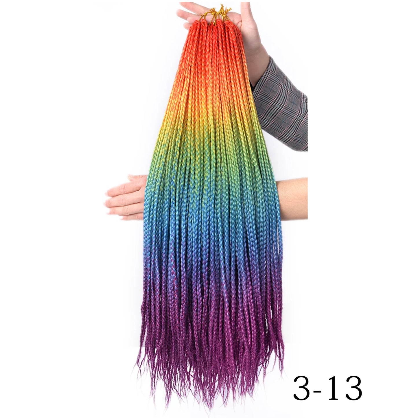 24-Inch Long Ombre Box Braids Crochet Hair - Pre-Looped Synthetic Braiding Hair Extensions - High Temperature Fiber 22 Strands/Pack Piano Color Crochet Braids for Women & Girls (27 Colors Available)