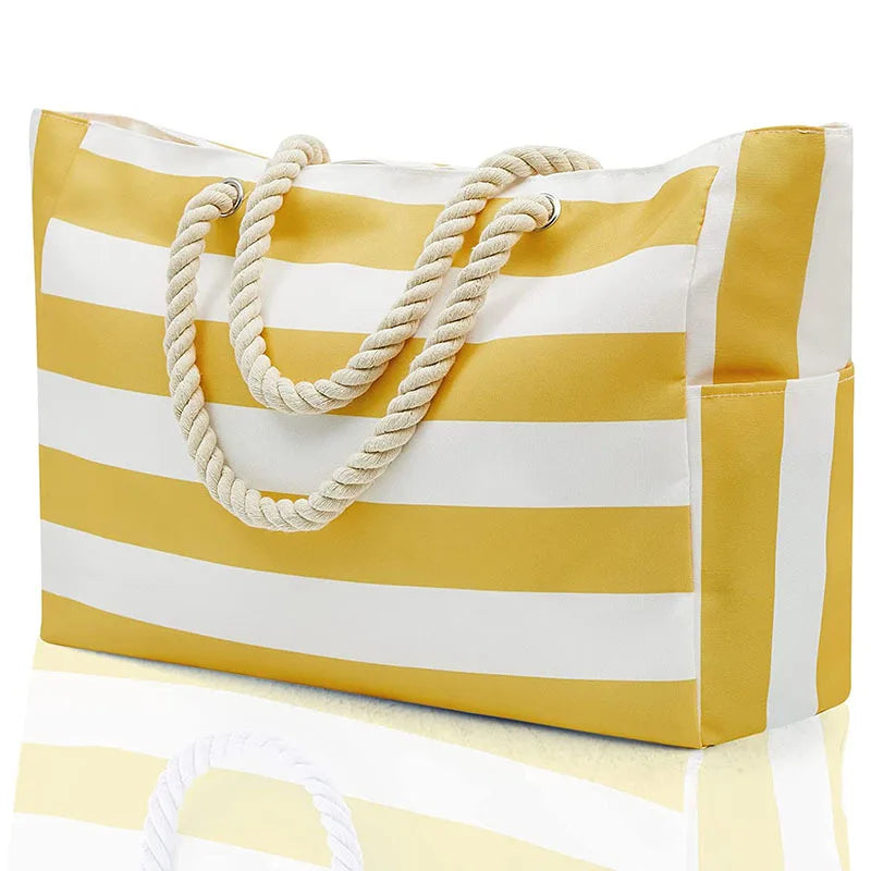 Large Waterproof Beach Tote Bag | Zipper Shoulder & Pool Bag Luxegan
