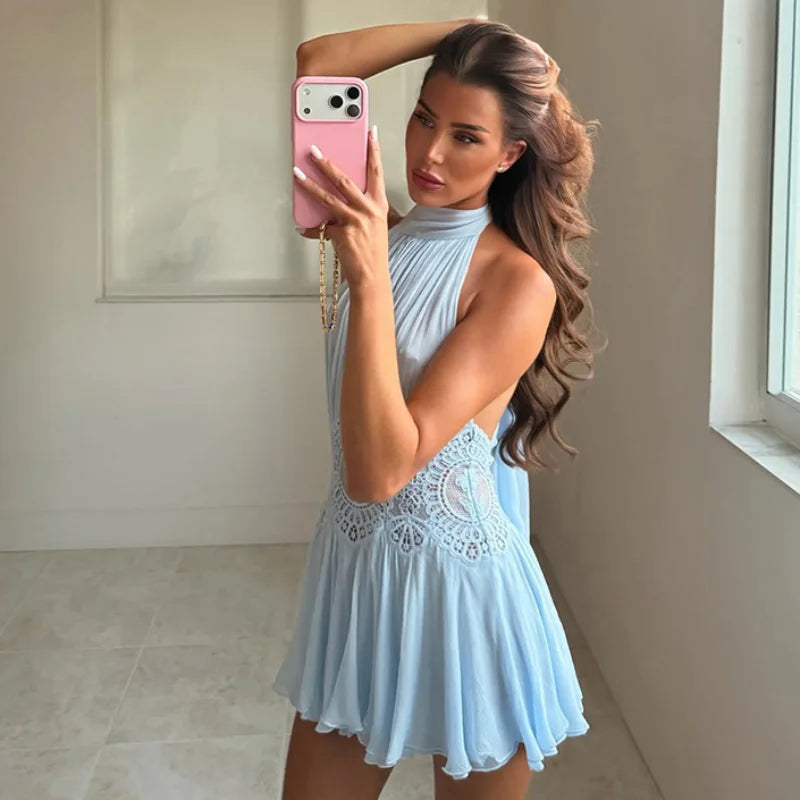 Solid Strapless Sleeveless Pleated Loose Fit A-Line Ankle-Length Dress – Natural Waist, Summer Luxegan
