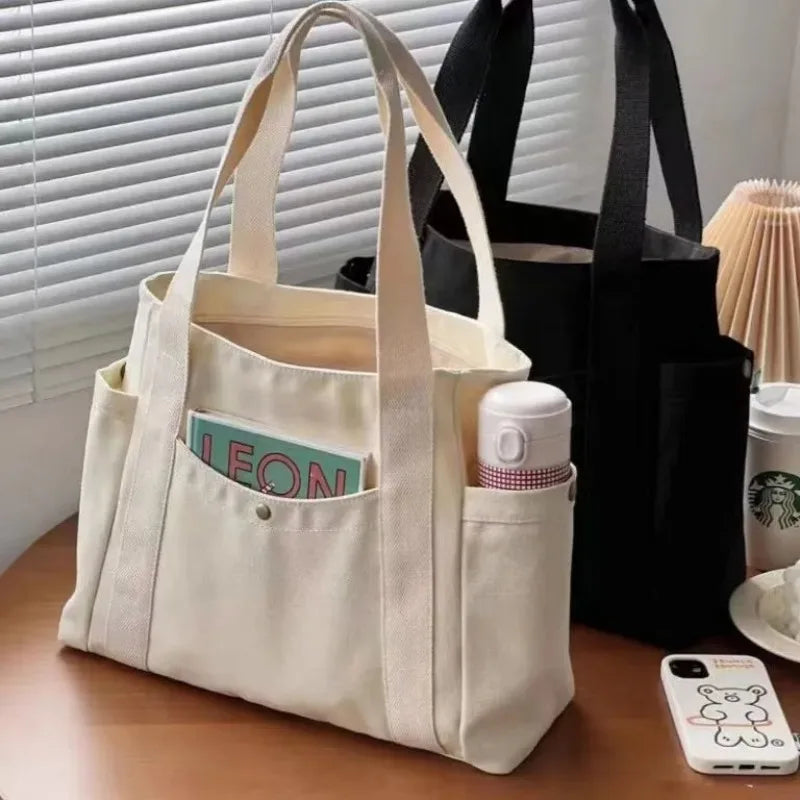 Canvas Bag Female Ins Forest Style | Versatile Shoulder Bag & Large Capacity Book Storage (Student Class Commuter Bag, Portable Cloth Tote) Luxegan