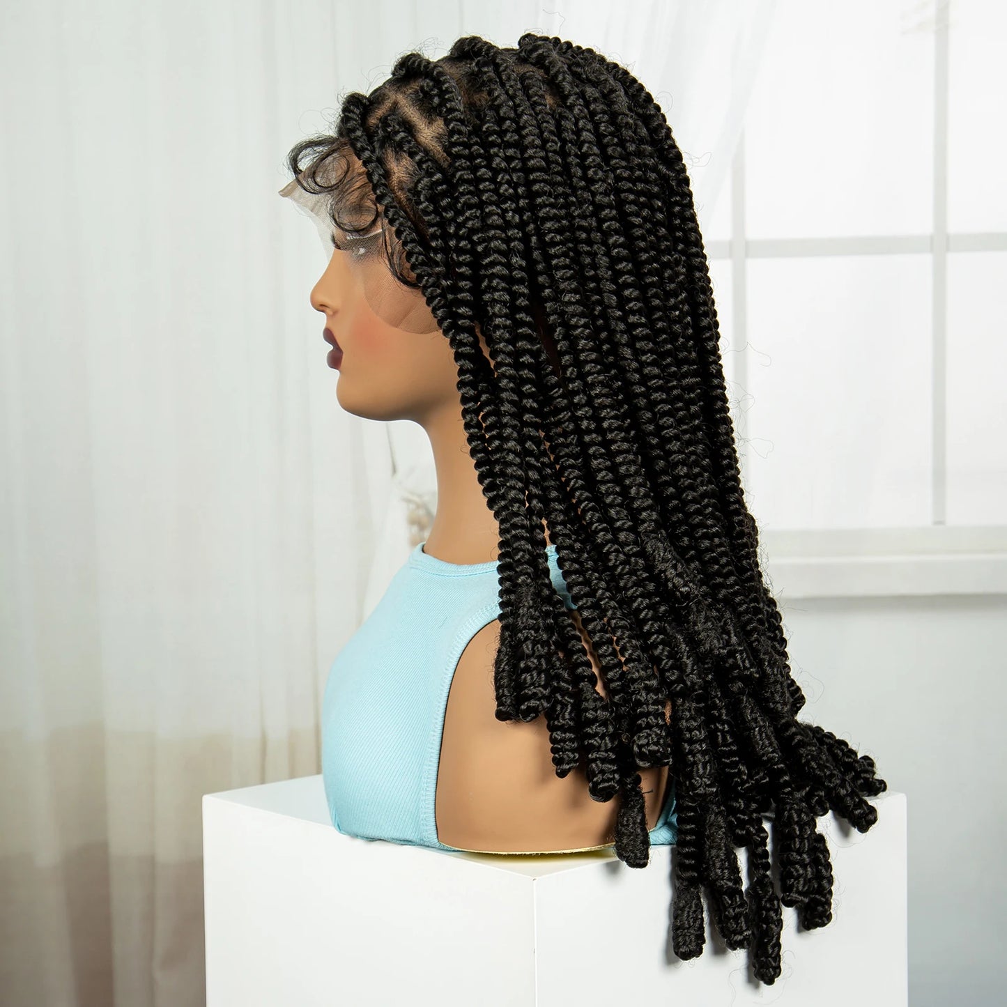 20" Knotless Box Twist Braids Wig | Full Lace | Baby Hair Luxegan