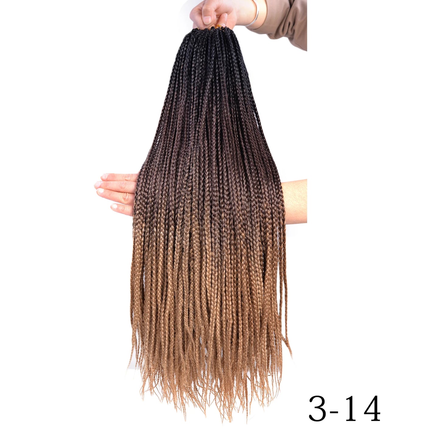 24-Inch Long Ombre Box Braids Crochet Hair - Pre-Looped Synthetic Braiding Hair Extensions - High Temperature Fiber 22 Strands/Pack Piano Color Crochet Braids for Women & Girls (27 Colors Available)