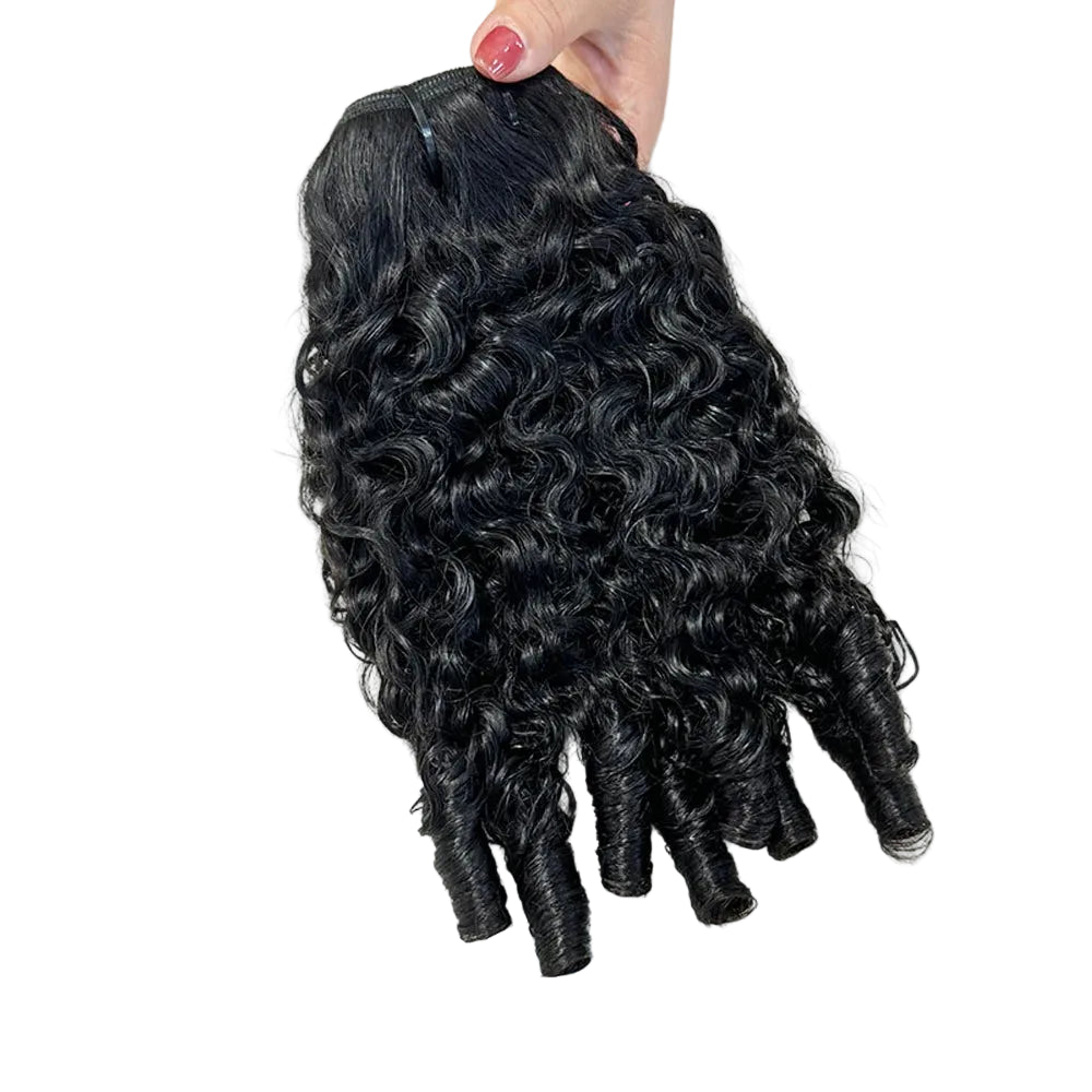 12A Premium Pixie Curls Human Hair Bundles - 100% Brazilian Remy Raw Virgin Hair Weave Deals - Machine Double Weft Curly Hair Extensions for Women (1/3/4 Pieces Pack, All Colors Dyeable) Luxegan