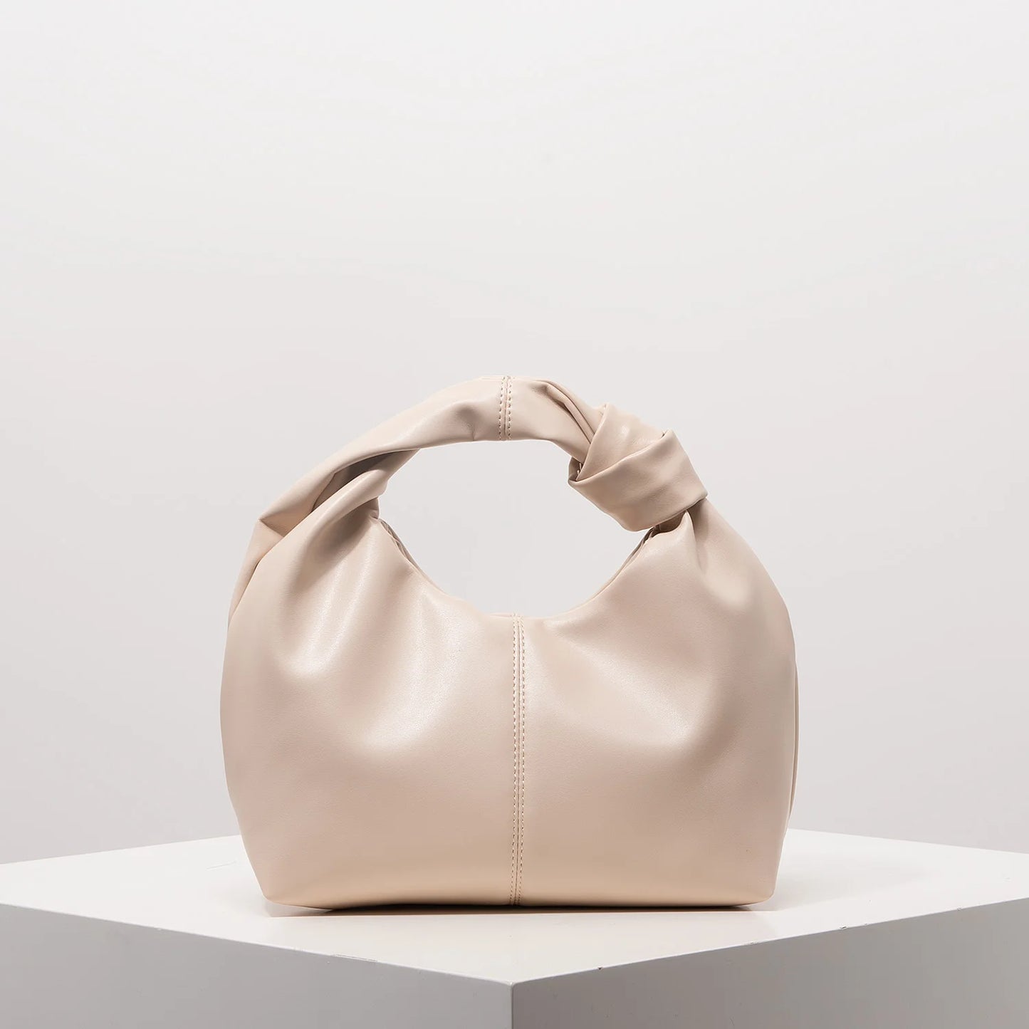 Women’s Stylish Twist Square Clutch Bag | Sophisticated Ruched Top-Handle Handbag | Simple and Versatile Solid Color Commuter Bag | Fashion-Forward Soft PU Leather Shoulder Purse Luxegan