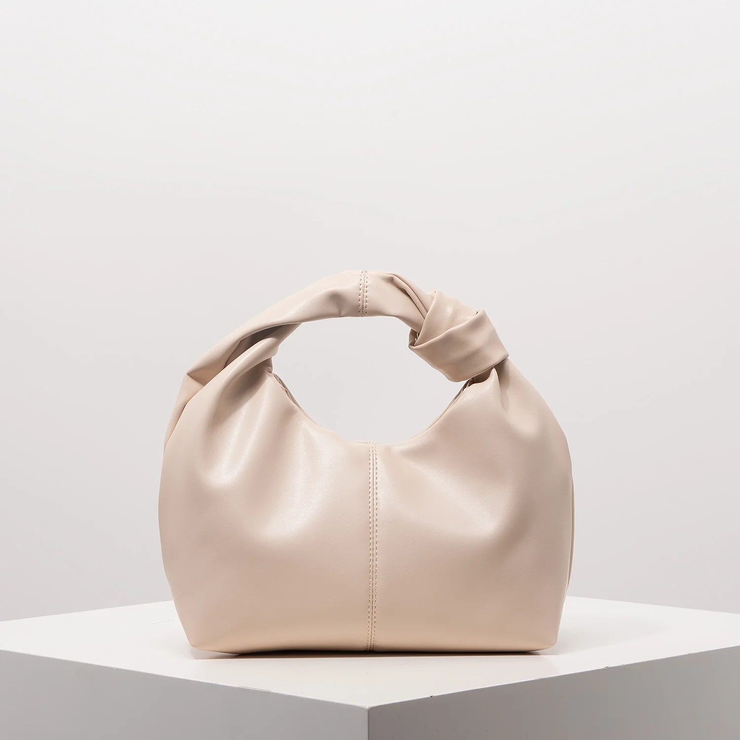 Women’s Stylish Twist Square Clutch Bag | Sophisticated Ruched Top-Handle Handbag | Simple and Versatile Solid Color Commuter Bag | Fashion-Forward Soft PU Leather Shoulder Purse Luxegan