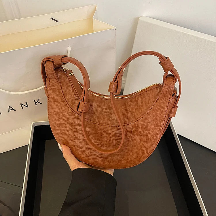 Vintage Half Moon Saddle Bag | Casual Crossbody with Chain Straps Luxegan