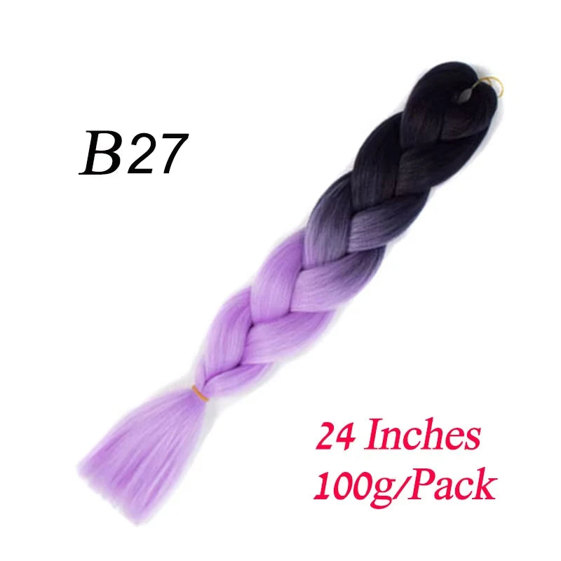 Lihui 24 Inch Pre-Stretched Synthetic Braiding Hair – Kanekalon Jumbo Braid | 100g | 100+ Ombre Colors