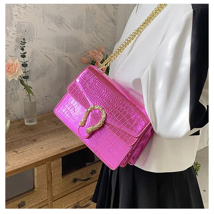 Hot Sale: New Crocodile Pattern Women's Bag | Simple Chain Crossbody & High-End Handbag Luxegan