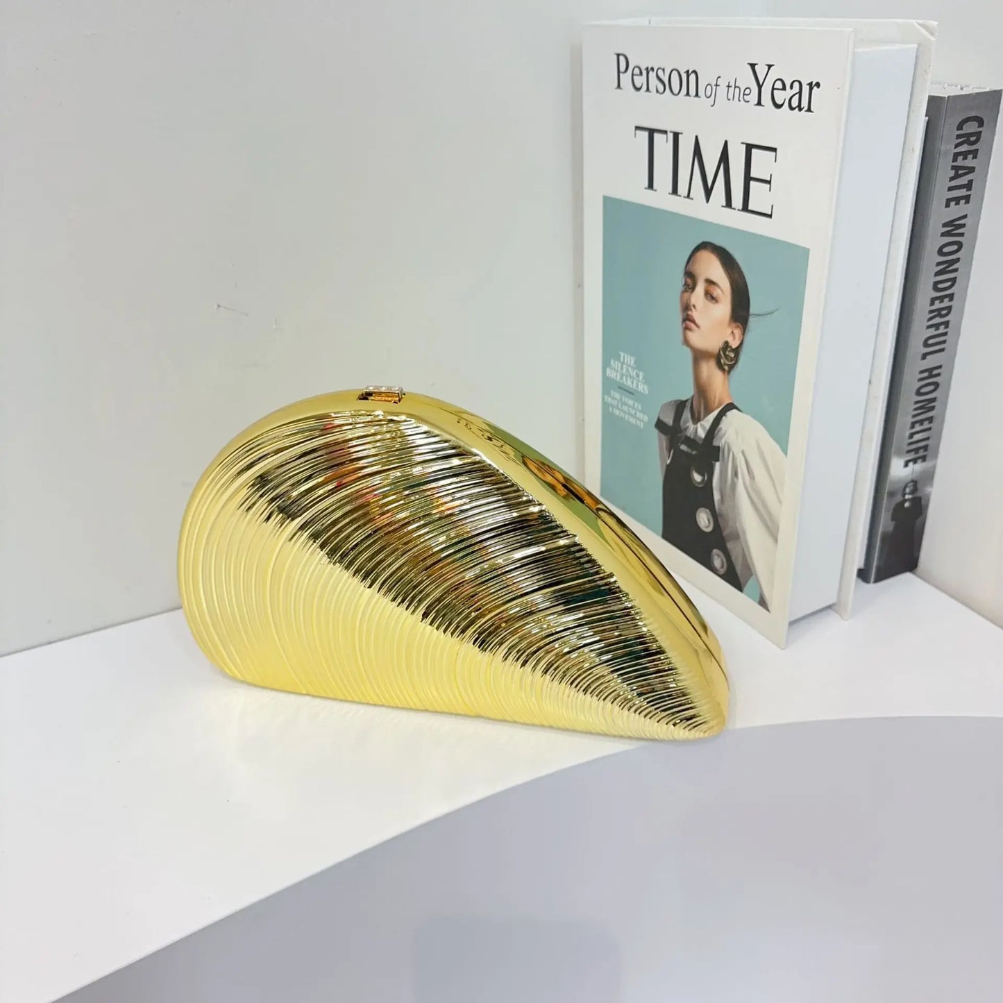 Hard Acrylic Shell Evening Bag | Retro Golden/Silver Metal Hasp Clutch Luxegan