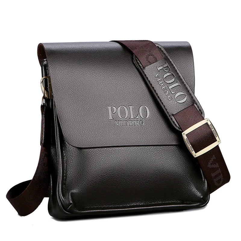 Men’s Leisure Business Single Shoulder Bag | Sophisticated Polo Vertical Satchel | Trend-Forward PU Leather Inclined Crossbody | Professional High-End Messenger Bag for Daily Business & Travel Luxegan