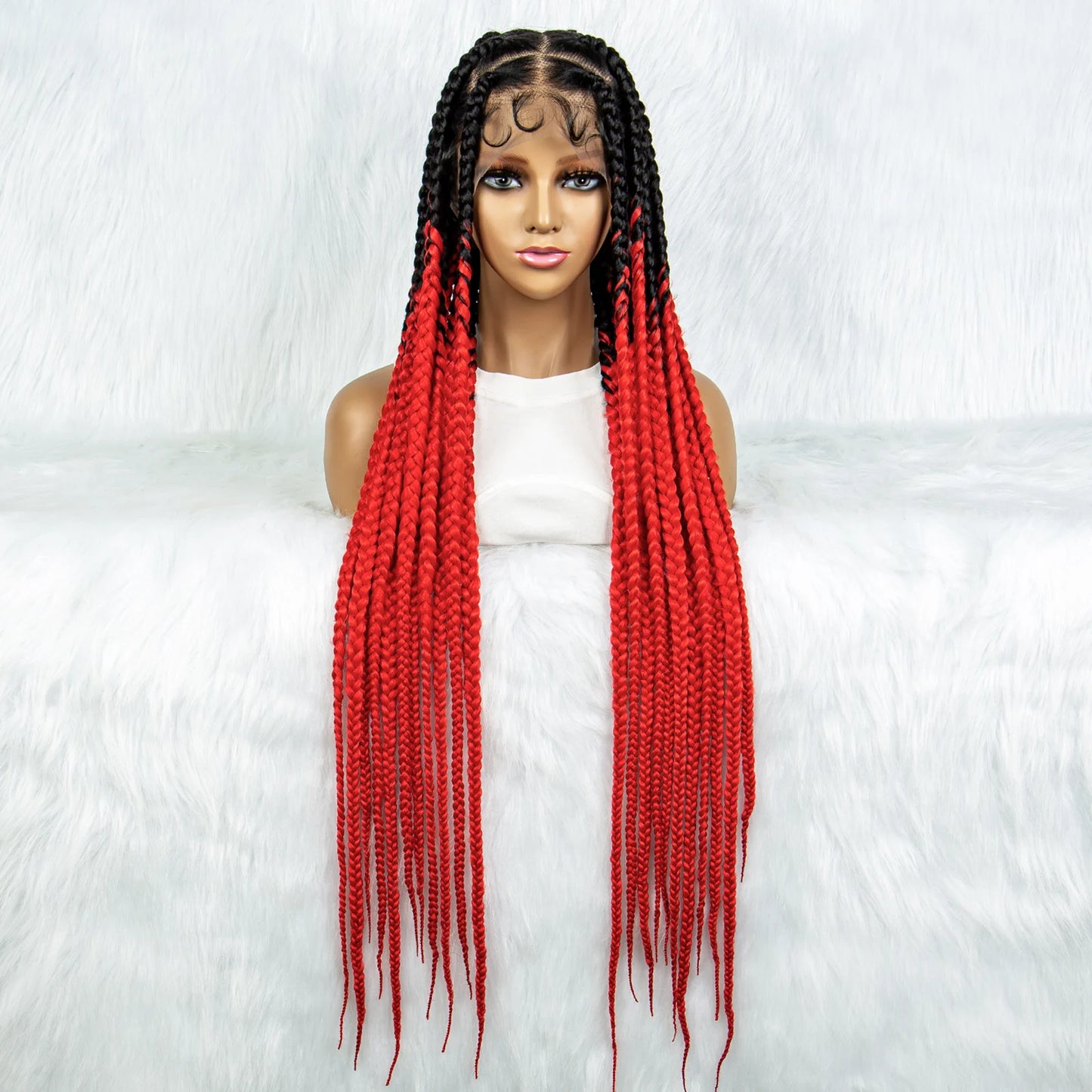 KIMA 36" Colorful Knotless Box Braids Wig | Lace Front & Baby Hair Luxegan