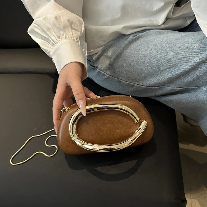 Z Style Luxury Box Clutch | Special-shaped Metal Chain Shoulder Bag Luxegan