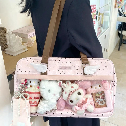 New Original Design Girl Sweet Y2k Ita Bag | Cute Polka Dot Nylon Shoulder Bag | JK Uniform Ulzzang Daily Commuting Women's Bag Luxegan
