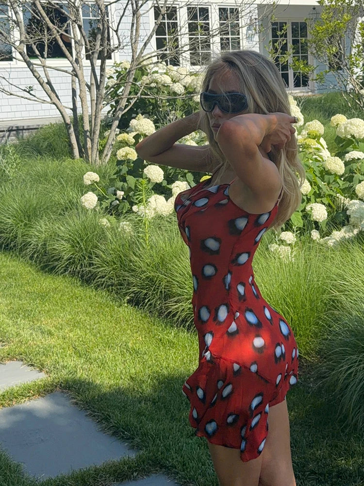 Animal Print Maxi Dress | Deep V-Neck Spaghetti Strap Waist Tie Slit Evening Dress Luxegan