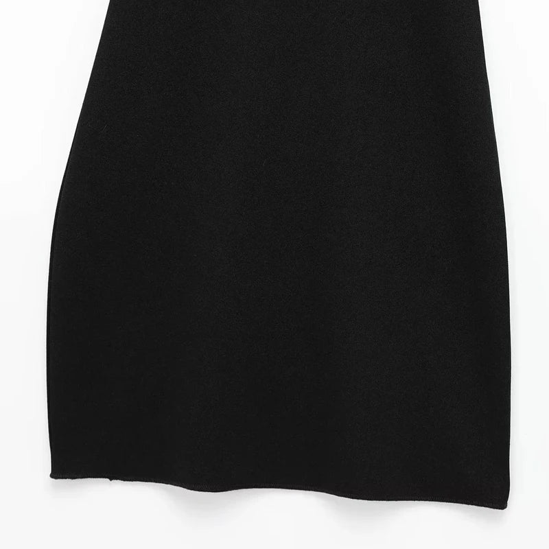 Women's Solid Black Halter Mini Dress | Elegant Sleeveless Backless Party Evening Dress | Slight-Stretch Slim-Fit Spring Summer Sheath Dress Luxegan