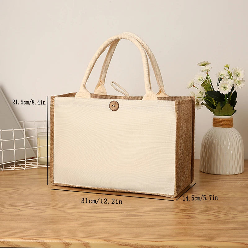 New Linen Handbags | Large Capacity Jute Shopping Bag & Travel Organizer Luxegan